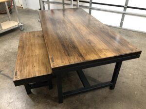 Popular Rustic Series table with bench alongside