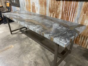 Side view of dining table designed at Hawthorne Tables