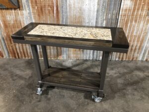 Close view of the worktable with granite finish