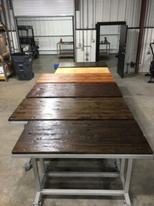 Hardwood Table finish options available for customers