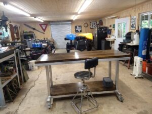 Rustic Series table placed at the workshop